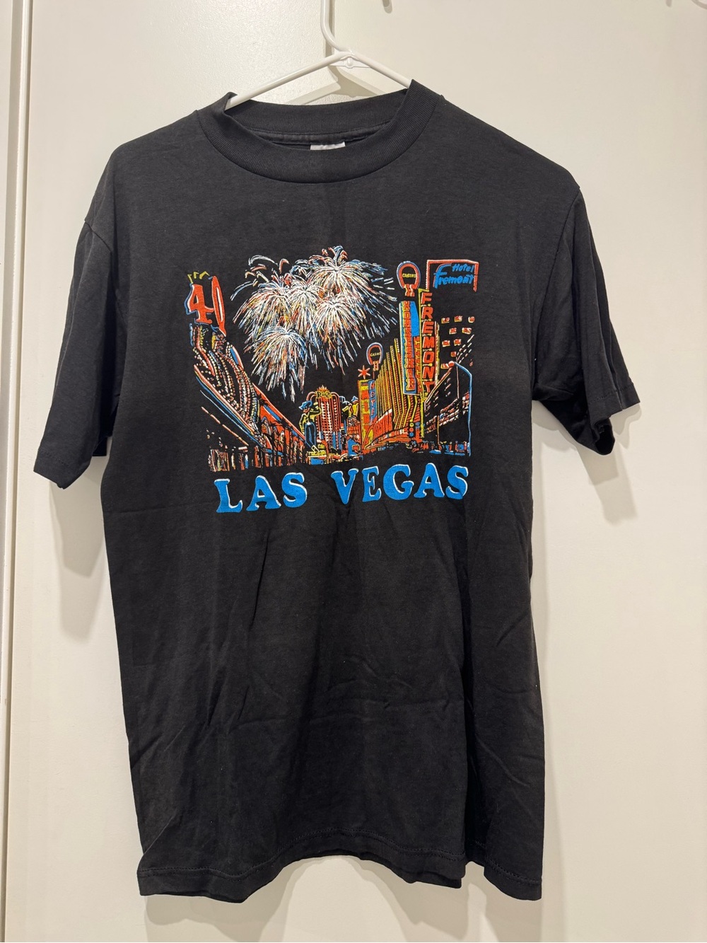Las Vegas Black Graphic Tee with Fireworks